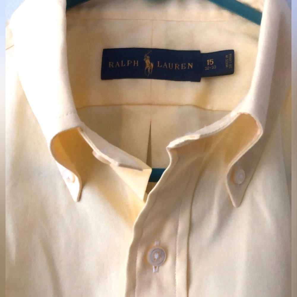 Ralph Lauren Yellow Iconic Oxford Button Down Shirt size 15/32-33 - Picture 5 of 11